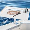 BEAMNOVA Boat Cutting Board Bait Table White Boat Bait Cutting Board With Plier Storage and Knife Slot, Bait Table for Boat with Rod Holder Mount Fishing Fillet TableBoat Accessories Marine 20"x12"