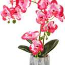 Red Pink Fake Orchids Flowers in Pot Bendable Faux Orchids Artificial Flowers Washable Silk Orchid Phalaenopsis Decor for Home Wedding Table Centerpiece Bathroom Office
