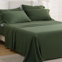 Bedsure Deep Pocket Queen Sheets - 3 Piece, Prewashed Ultra-Soft Queen Sheet Set, Thick, Breathable & Secure Fit, Hotel Luxury Bedding, Olive Green  90 x 90 In Green