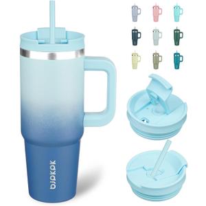 BJPKPK Tumbler With Handle 30 oz Stainless Steel Insulated Tumbler With Lid And Straw For Water Or Ice Coffee,Sky