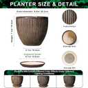 Ceramic Planter, 8 Inch Plant Pots for Indoor Plants, Round Planter with Drainage Hole and Saucer, Modern Decorative Flower Pots, House Office Decor, Gifts for Plant Lovers, Retro Brown
