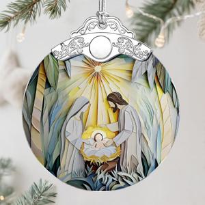 2 x Nativity Scene Christmas Ornament, Jesus Birth Christmas Ornament, Holy Family Decoration, Religious Decor, Christian Holiday Decor, Christian Gifts, Religious Gifts, Gift Exchange, Gift Idea