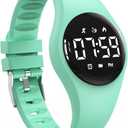 Kids Led Fitness Tracker Wristwatch, Digital Step Counter Watch, Waterproof Pedometer Watch, Calendar Alarm Clock for Children Boys Girls (Green)