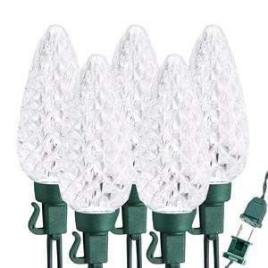 Brizled C9 Christmas Lights Cool White 16FT 25 LED 120V UL Certified Faceted Outdoor Christmas String Lights Connectable Xmas Tree Light for Tree, Holiday, House, Roof Decor