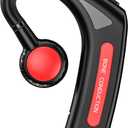 Open Ear Headphones Bluetooth Single Bone Conduction Wireless Earbuds with Earhooks Microphone Earphones Waterproof Long Battery Life Earpiece for Workout Sports Running Android iOS Non Ear Plug Red