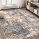 Area Rug Living Room Rugs - 5x7 Washable Large Soft Indoor Neutral Modern Abstract Low Pile Rug Carpet for Bedroom Dining Room Farmhouse Home Office - Grey Brown