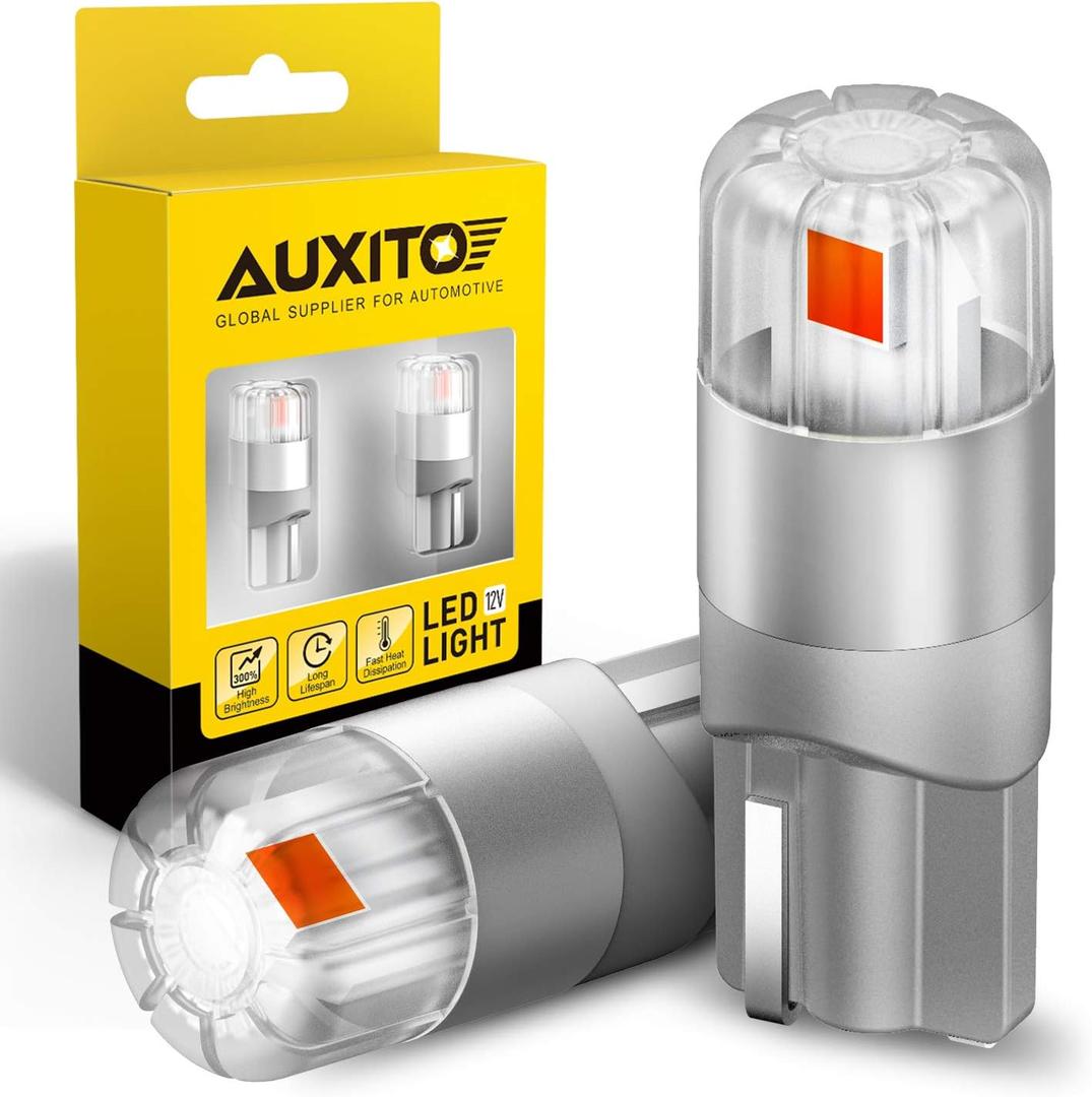 AUXITO Red 194 LED Light Bulbs, Super Bright 1:1 Size, License Plate Light 168 2825 W5W T10 Error Free Car Bulbs for Dome Map Door Courtesy Side Marker Cornering Trunk Light (Pack of 2)