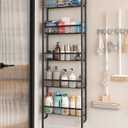 UMDONX Behind The Door Bathroom Shelf Narrow 5Tier, Slim SpaceSaving Storage Shelf, Freestanding Narrow Shelving Unit for Bathroom, Kitchen, Closet and Laundry Room Black