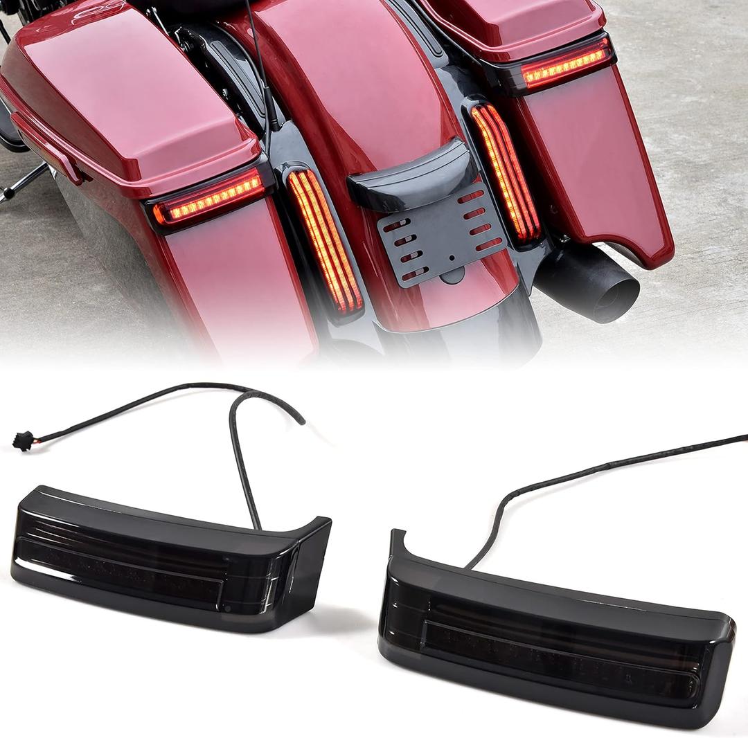LED Saddlebag Light for Harley 14-23, Smoke Extended Saddle Bag Side Luggage Run Brake Turn Signal Tail Light for Harley Touring Street Road Electra Glide Ultra Limited 2014-2023 Accessories