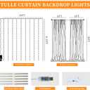 10x8ft White Tulle Backdrop Curtain with Lights, Wrinkle-Free Sheer Wedding Backdrop for Birthday Parties, Baby Showers, Bridal Showers, Photo Shoots and Home Decorations, White