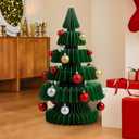 Civaner 3 ft x 1.8 ft Large Honeycomb Christmas Tree Thickened 3D Honeycomb Paper Christmas Tree with Magnetic Folding Xmas Modern Decorations Xmas for Home Living Room Holiday Decorations (35.4 Inches, Green)