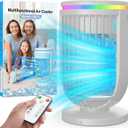 Portable Air Conditioners Fan,Portable AC Unit With 1200ML Water Tank,4-IN-1 Evaporative Air Cooler with Remote Control 7 Color Light Personal Mini Air Conditioner Portable for Room Car