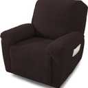 NORTHERN BROTHERS Recliner Covers, Stretch Recliner Chair Covers 4 Pieces 1 Seater Furniture Protector Soft Recliner Slipcover Covers for Recliners for Kids, Pet, Dark Brown