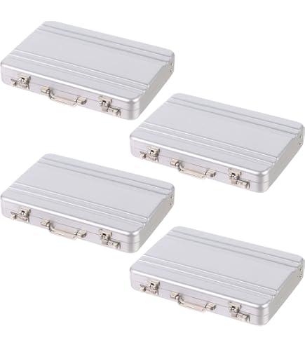 Yeaqee 6 Pcs Business Card Holder Aluminum Business Card Case Mini Briefcase with Waterproof Pocket for Men Woman Organization Supplies