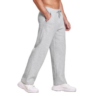 Deyeek Men's Fleece Lined Sweatpants Open Bottom Straight Leg Sweat Pants for Mens Loose Fit Joggers Sweatpants with Pockets (XX-Large, Grey)