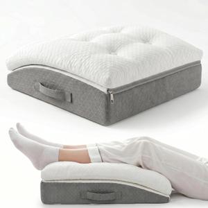 Leg Elevation Pillow,Memory Foam Sleeping Support Pillow, Dual Layer Bed Wedge Pillow for Legs, Knee Wedge Pillow, Removable Washable Cover