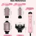 Farery Rotating Hot Air Brush Set 1000W 4 in 1 Blow Dryer Brush Styler with Diffuser, Hold-to-Rotate Round Brush for Volume, Smooth & Curl, Best for Fine to Medium-Thick Hair, Pink
