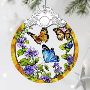Christmas Ornament, Stained Glass Ornament, Christmas Ornaments for Tree, Hanging Ornaments for Home Decor & Xmas Decorations Holiday Decor, Gift Ideas, Perfect Holiday & Xmas Gifts - Butterfly