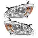 AS 2003-2008 Corolla Headlight Assembly Headlights for 2003-2008 Toyota Corolla Chrome Housing Amber Reflector Clear Lens