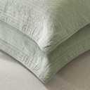 WINLIFE 100% Cotton Quilted Pillow Sham Floral Printed Pillow Cover Sage Green, Standard Size, 20 x 26 Inch
