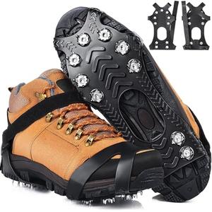HONYAO Ice Cleats Crampons for Shoes and Boots, Stainless Steel Ice Grippers Spikes Grips Traction for Winter Ice Snow, Hiking Climbing Ice Fishing, M