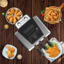 1800W 5 Liters/21 Cups Large Electric Deep Fryer with 3 Frying Baskets, Adjustable Temperature,View Window Lid,Countertop Stainless Steel Body Deep Fryer Pot,Perfect for Kitchen, Fry Fish for Home Use