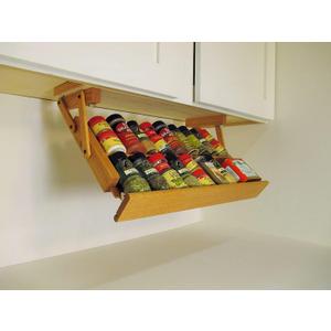 Kitchen Storage Under Cabinet Spice Rack, Handmade Hardwood, Holds 16 Large or 32 Small Spice Containers