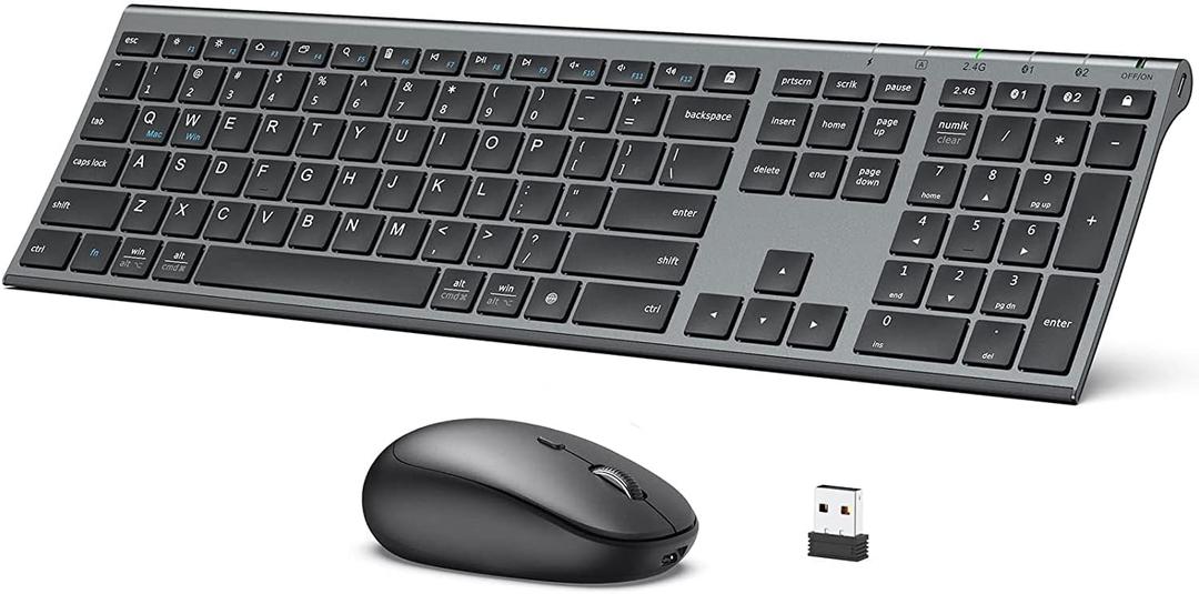iClever DK03 Bluetooth Keyboard and Mouse, Rechargeable Dual-Mode (Bluetooth 4.2 + 2.4G) Wireless Keyboard and Mouse Combo, Ultra-Slim Multi-Device Keyboard for Mac, iPad, Apple, Android, Windows