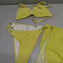 SOLY HUX Girl's Summer Swimsuit Set Floral Halter Triangle Bikini Set with Wrap Skirts Beachwear Pure Yellow 11Y
