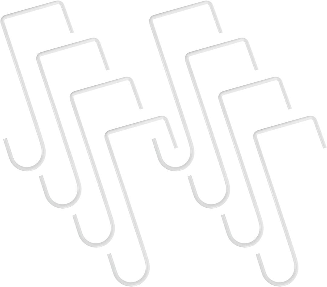 uxcell 8Pcs Vinyl Fence Hooks Patio Hooks, 3 x 8 Inch Powder Coated Steel Fence Hooks Hangers for Hanging Plants Bird Feeders Lights Outdoor Decor Pool Equipment, White