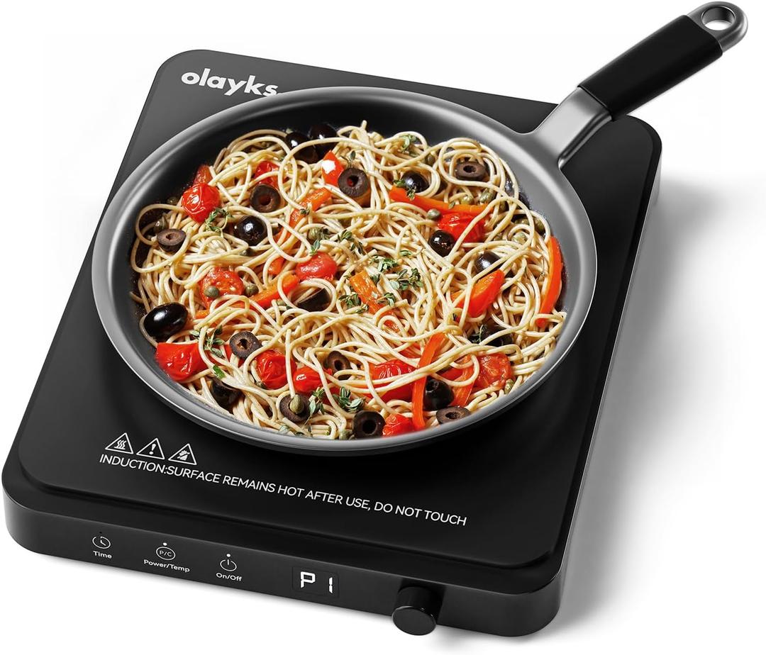 olayks Portable Induction Cooktop, Countertop Burner Hot Plate 1500W With Sensor Touch, Electric Induction Cooker With 9-Level Adjustment, 3-Hour Timer, Auto-Shut-Off, LED Display, Auto Pot Detection