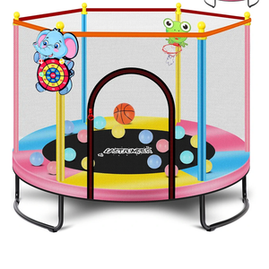 Pink Indoor Trampoline for Kids 2-5, 5ft Mini Indoor & Outdoor Small Toddler Trampoline with Net and Basketball Hoop