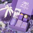 Mothers Day Gifts for Mom Wife Grandma Daughter Sister Friends, Self Care Get Well Gifts, Lavender Relaxing Spa Gift Basket Care Package w/Blanket, Birthday Gifts for Women Her Girlfriend Aunt Teacher