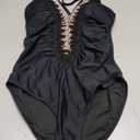 BMJL Women's Sexy One Piece Swimsuit Ruched Tummy Control Bathing Suit Plunge Color Block Swimwear, L