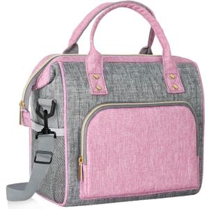 IDEATECH Insulated Lunch Box for Women, Cute & Reusable Cooler Lunch Bag for Work, Office & Picnic, Leak-Proof Tote with Shoulder Strap (Pink)