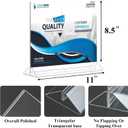 Horizontal Acrylic Sign Holder 8.5 x 11 - Double Sided T Shape Menu Table Stands, Plastic Paper Flyer Display Stand, Clear Picture Photo Frames for Wedding, Office, Store, Restaurant (6 Pack)