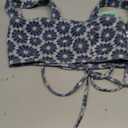 Nasty Gal Women's Denim Floral Embroidered Strappy Crop Top (Blue, S)