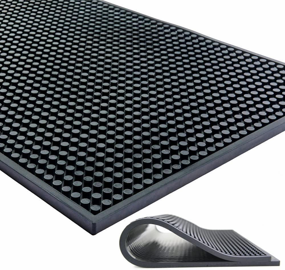 Large Size Thicker Bar Mat for Countertop,Dish Drying Mat, Coffee Bars, Tea Bar,Under Sink Storage Mat 12X24''( Black)