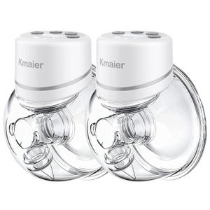 Kmaier Hands Free Breast Pump, Wearable Breast Pump, Portable Breast Pumps with 4 Modes & 12 Levels, Low-Noise and Painless, LED Electronic Display, 24mm Flange, 2 Pack