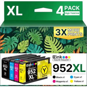 E-Z Ink 952XL Ink Cartridges Combo Pack 4 Pack Compatible for HP 952 XL 952XL Ink Cartridge Latest Upgrade to Use with HP Officejet Pro 8710 7740 8720 8210 8715 8740 8725 (Black Cyan Magenta Yellow)