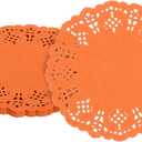 Uxcell 100pcs Paper Doilies, 4.5 Inch Lace Paper Doilies, Disposable Paper Placemats for Cakes Table Plate Crafts Party Weddings Tableware Orange