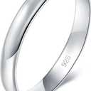 BORUO 925 Sterling Silver Ring High Polish Plain Dome Tarnish Resistant Comfort Fit Wedding Band 3mm Ring Size 9