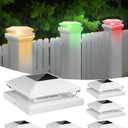 T-SUN Solar Post Cap Lights with Auto-Change Colors- for Wooden (4x4/6x6) & Vinyl (4x4/5x5) Posts | Weatherproof Outdoor Solar Fence Post Lights for Deck, Porch, Garden & Stairs(6-Pack,RGB)
