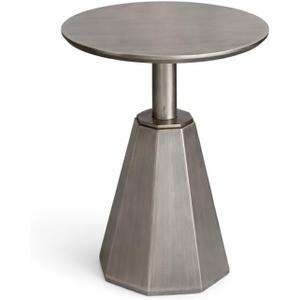 Round Wood Side Table, Coffee Nightstand Cocktail Drink Modern Accent Circle End Table, Wood Pedestal Base for Living Room, Bedroom, Small Spaces, Offices, Antique Silver, 21.6" H x 15.7" L x 15.7" W