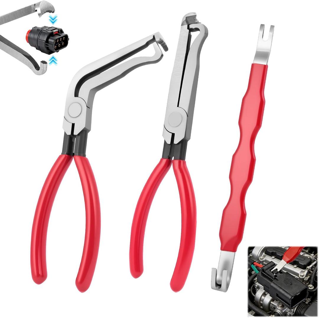 Ainiv 3 Pieces Electrical Disconnect Pliers, Automotive Electrical Connector Removal Tool, Automotive Electrical Terminal Connector Separator Removal Tool for Cars Trucks, Red
