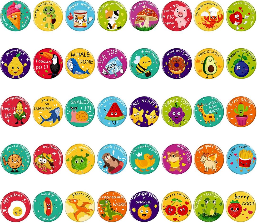 XunYee 200 Pcs Reward Button Pins Mini Round Inspirational Recognition Button Punny Motivational Pins Bulk Teacher Reward Pin for Kids Students Classroom Elementary Grade School Home Supplies