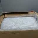 Linen Upholstered Accent Chair, Mid Century Modern Vintage Rattan Vanity Chair with Wood Armrest and Legs for Living Room Bedroom,Beige