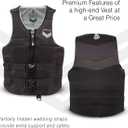Jetpilot Fleet Neoprene Dual Coast Guard Approved Life Jacket PFD (Black, L/XL)