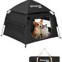 KingCamp Dog Tent, Large Portable Outdoor Indoor Dog House with 600D Oxford Fabric & Dual Layer for Medium Large Dogs, Jet Black (Tent-Large (39.4"x39.4"x35.4"))