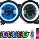 SUPAREE 9 inch LED Headlights Halo Ring Angel Eyes Remote Phone APP Control 9” Round DRL Fit for 2018-2026 Je-ep Wrangler JL Gladiator JT